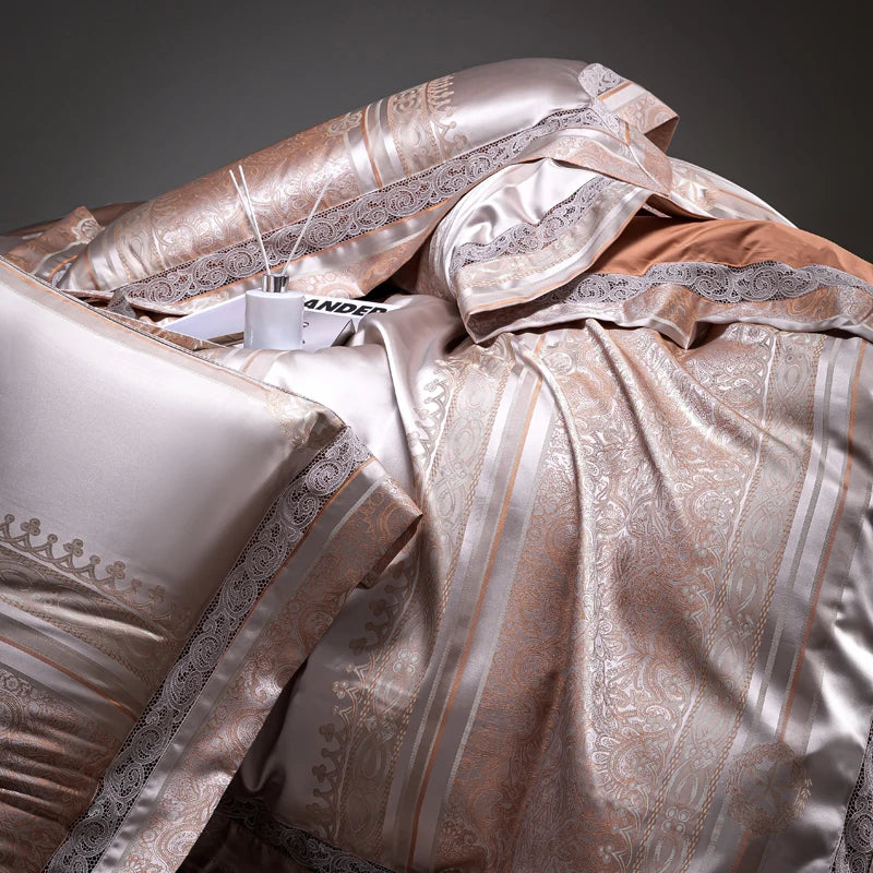 Afralia™ Damask Jacquard Egyptian Cotton Luxury Bedding Set
