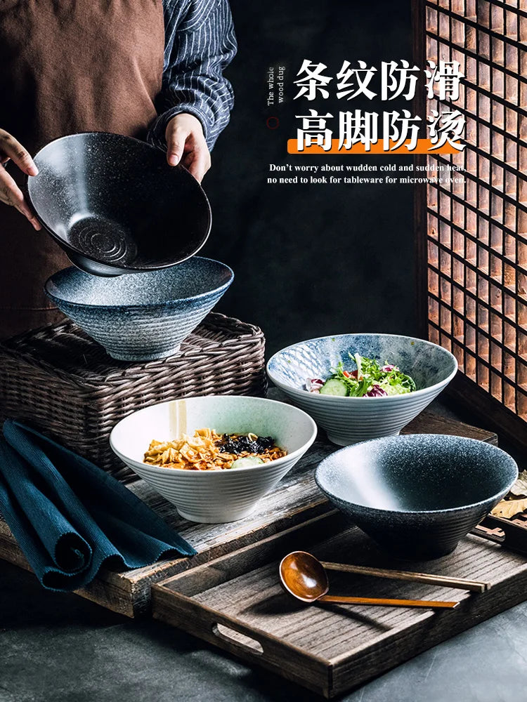 Afralia™ Ceramic Noodles Bowl - Retro Design for Home and Restaurant Use