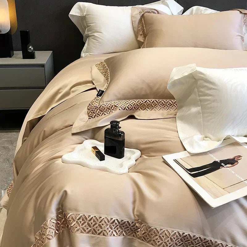 Afralia™ Queen Bedding Set: High End Hollow-carved Design Lyocell Fibres Duvet Cover Set