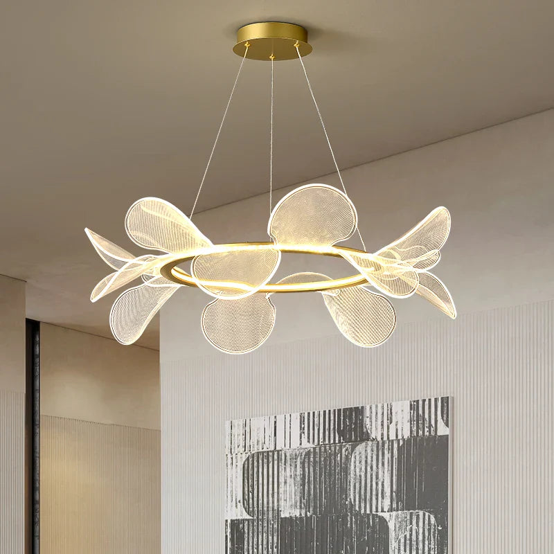 Afralia™ Gold Ring LED Pendant Light with Adjustable Dimming and Clear Acrylic Design