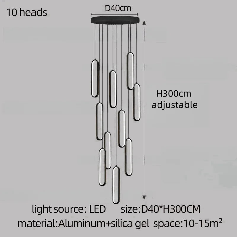 Afralia™ LED Staircase Branch Chandelier for Modern Living & Dining Rooms