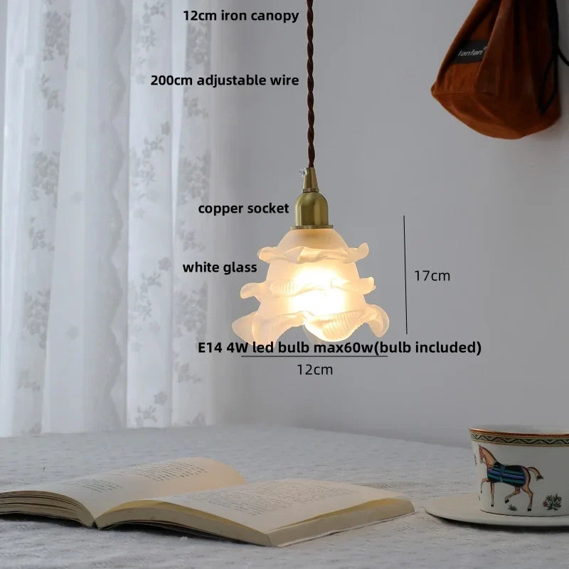 Afralia™ Vintage Green Glass LED Pendant Light Fixture for Kitchen Bar Loft - Copper Socket