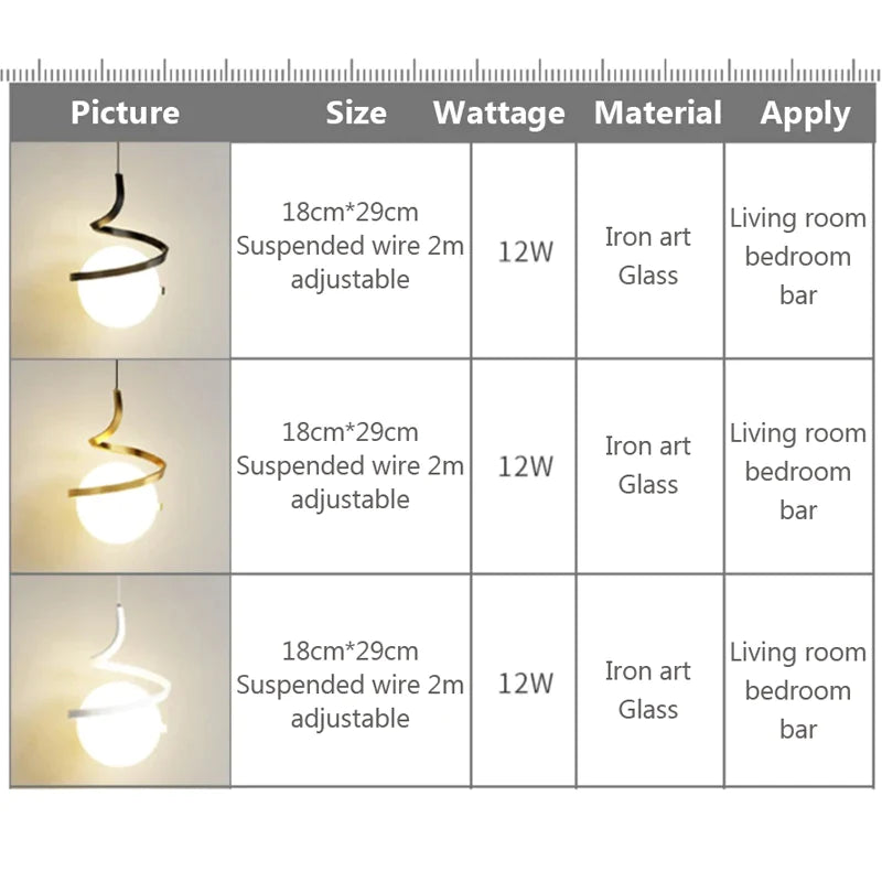 Afralia™ Glass LED Pendant Light for Home Dining Bedside Living Room