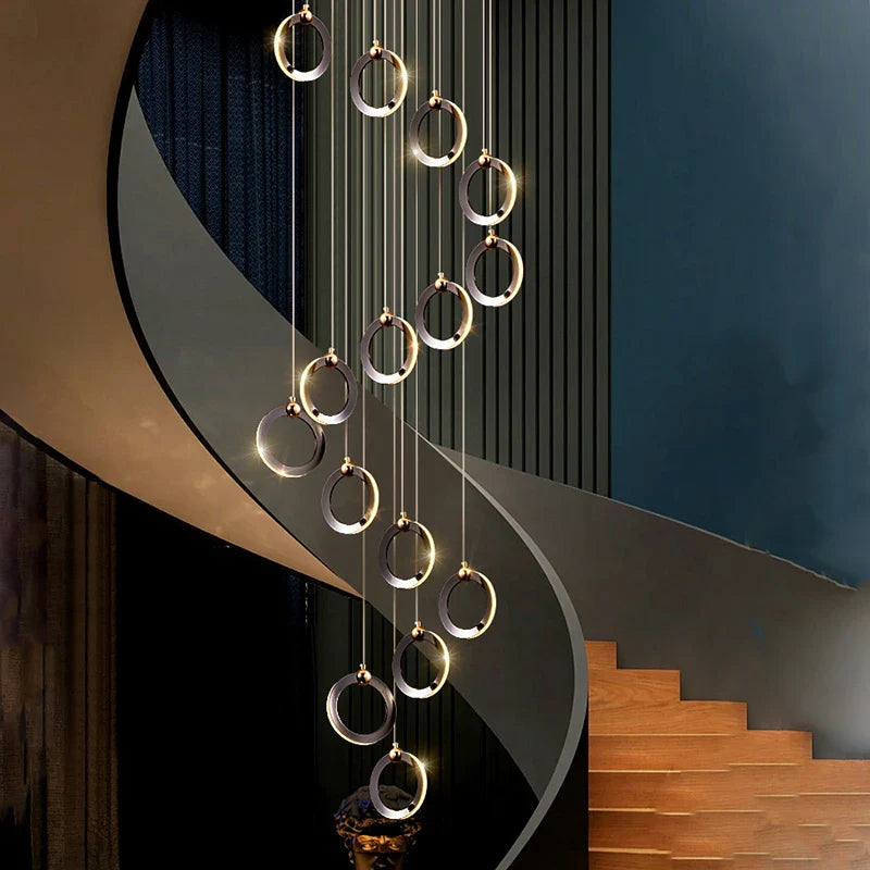 Afralia™ Crystal Chandelier Stair Pendant, Modern Living Room Lighting, Interior Home Decoration