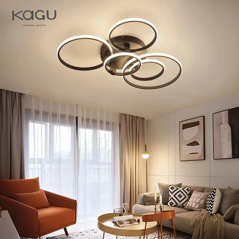 Afralia™ Modern LED Ceiling Chandelier in Gold & Black for Living Room, Bedroom, Study - Dimmable Indoor Lighting