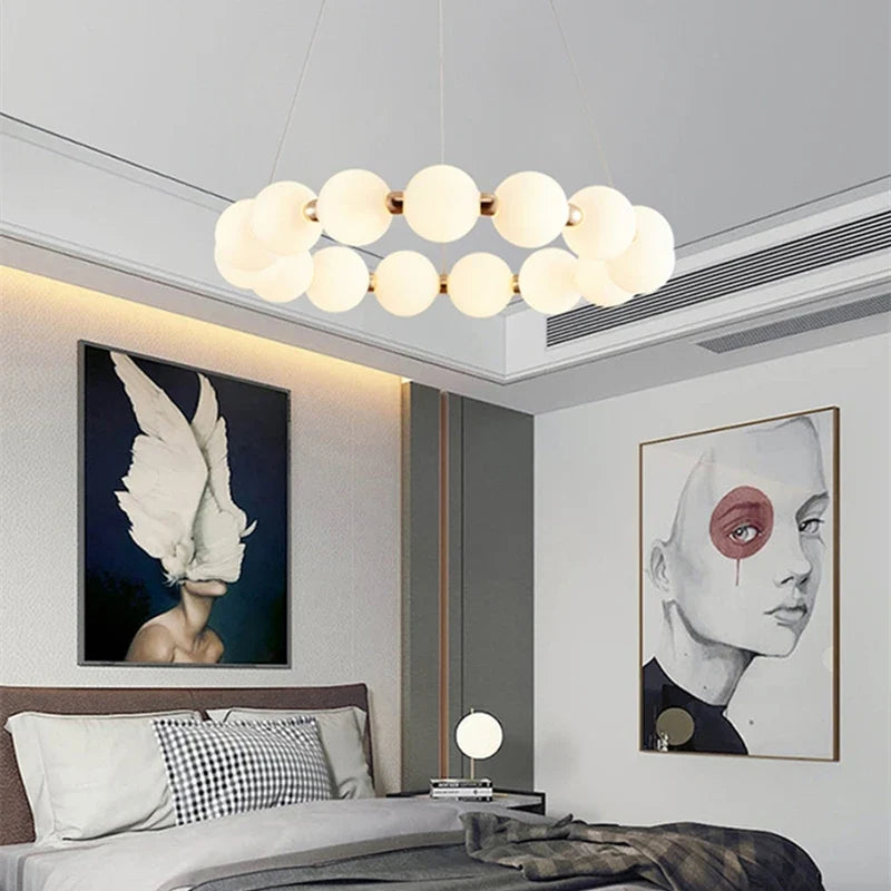 Afralia™ Nordic Magic Beans Double Layer LED Chandelier for Bedroom and Kitchen