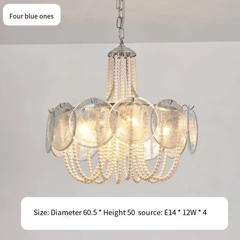 Afralia™ Pink Glass Pearl Chandelier: Modern Pendant Light for Living Room & Bedroom