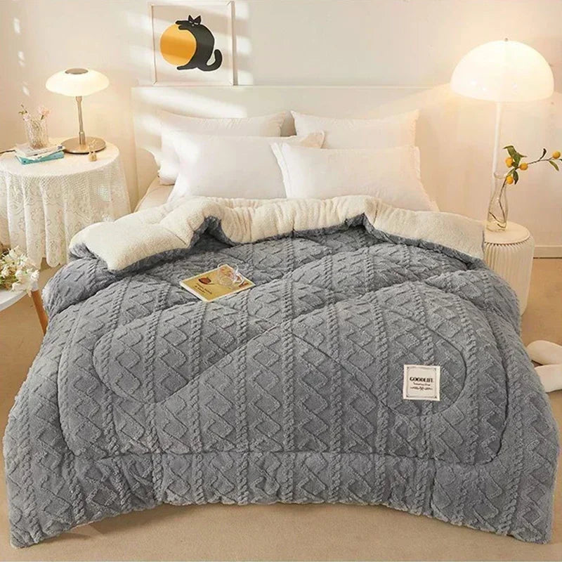 Afralia™ Cozy Winter Bed Blanket: Luxe Lamb Cashmere Warmth Quilt for Comfort