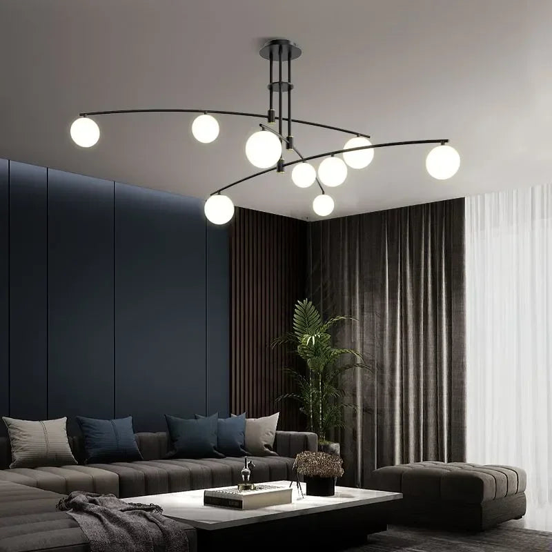 Afralia™ Modern Minimalist Chandelier: Iron Art Hanging Light Fixture for Living Room, Bedroom - G9LED