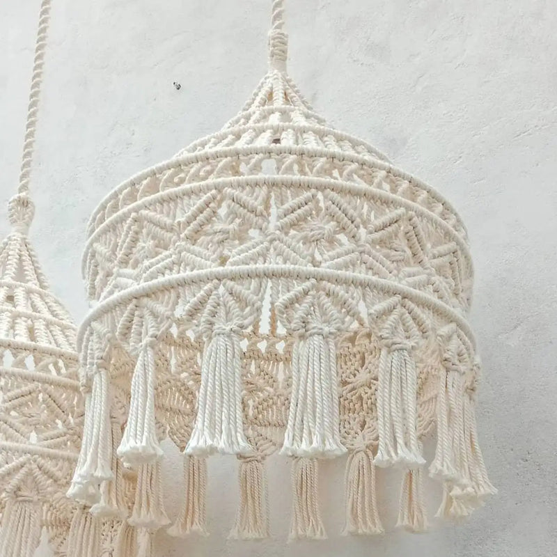 Handmade Macrame Lampshade Hanging Tapestry Room Decoration Woven Cotton Rope Afralia™ 40CM