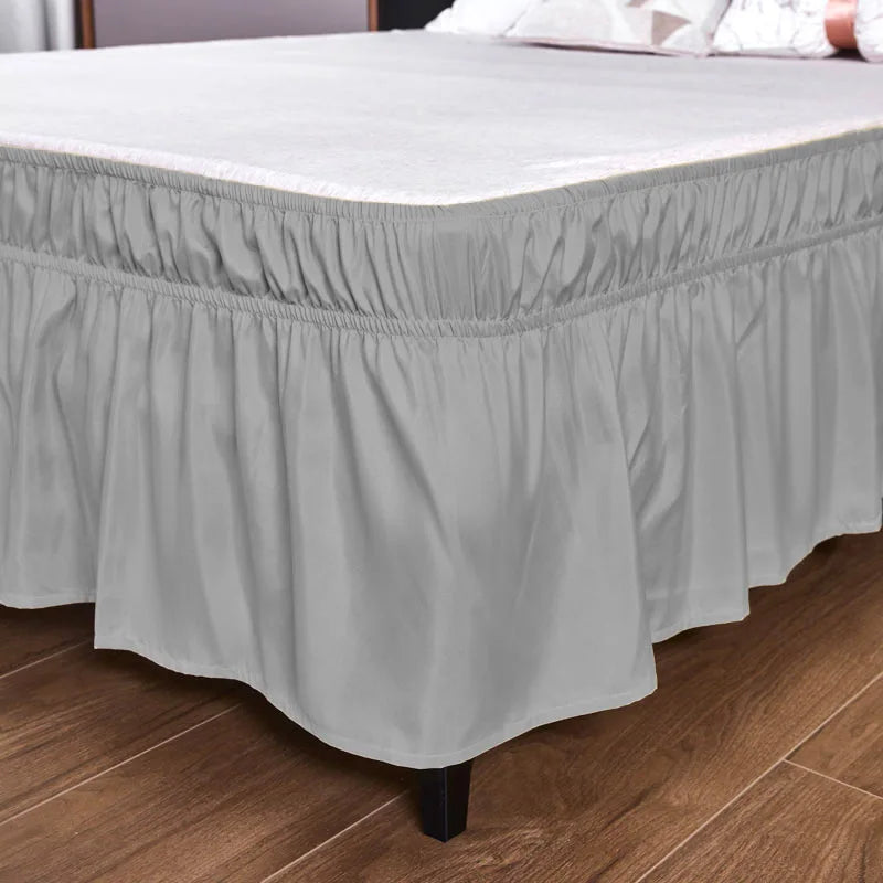 Afralia™ Solid Color Bed Skirt Brushed Stain Resistant Easy To Clean Bed Cover