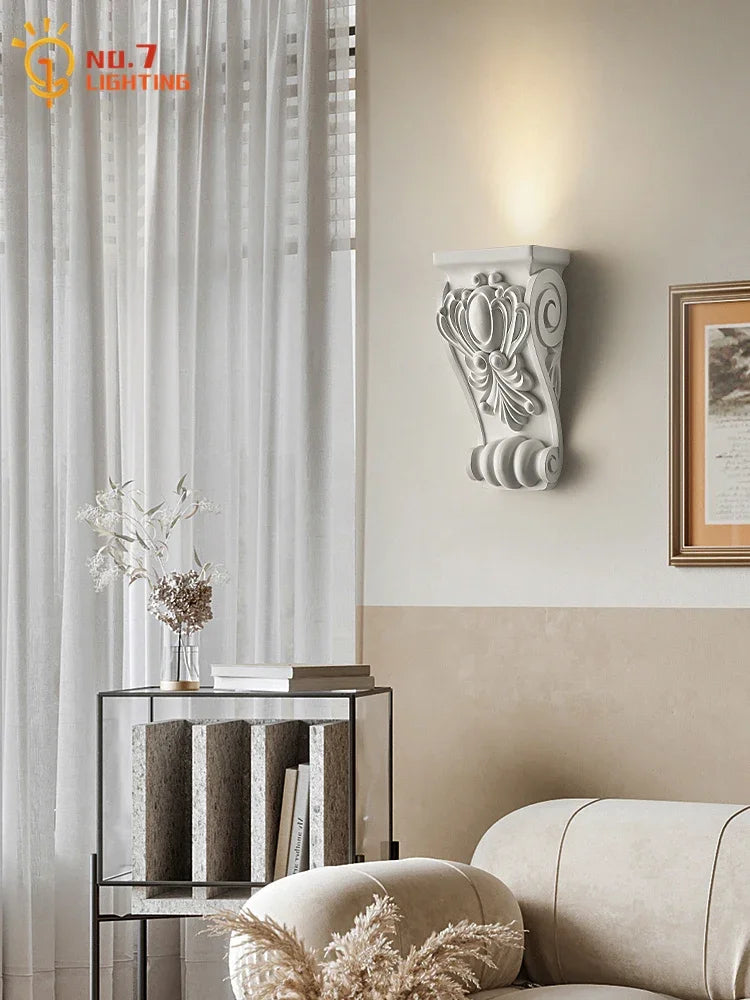 Afralia™ Cream Resin Wall Lamp LED E27 for Classical Living Spaces