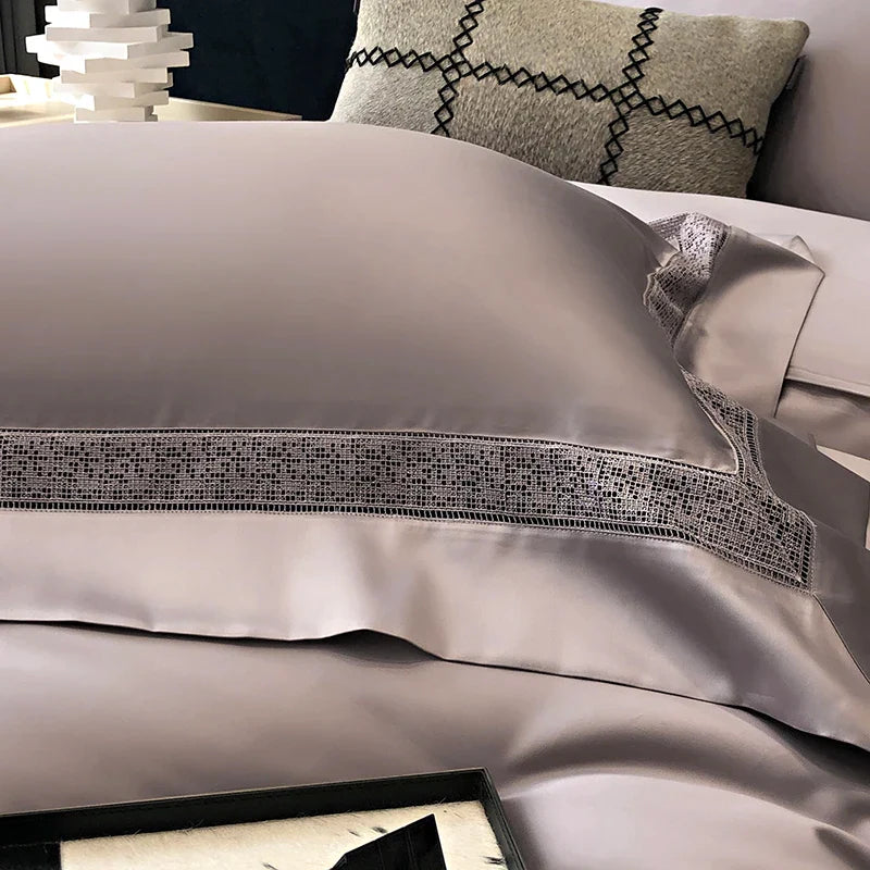Afralia™ Silky 1500TC Egyptian Cotton Bedding Set with Wide Edge & Pillowcases