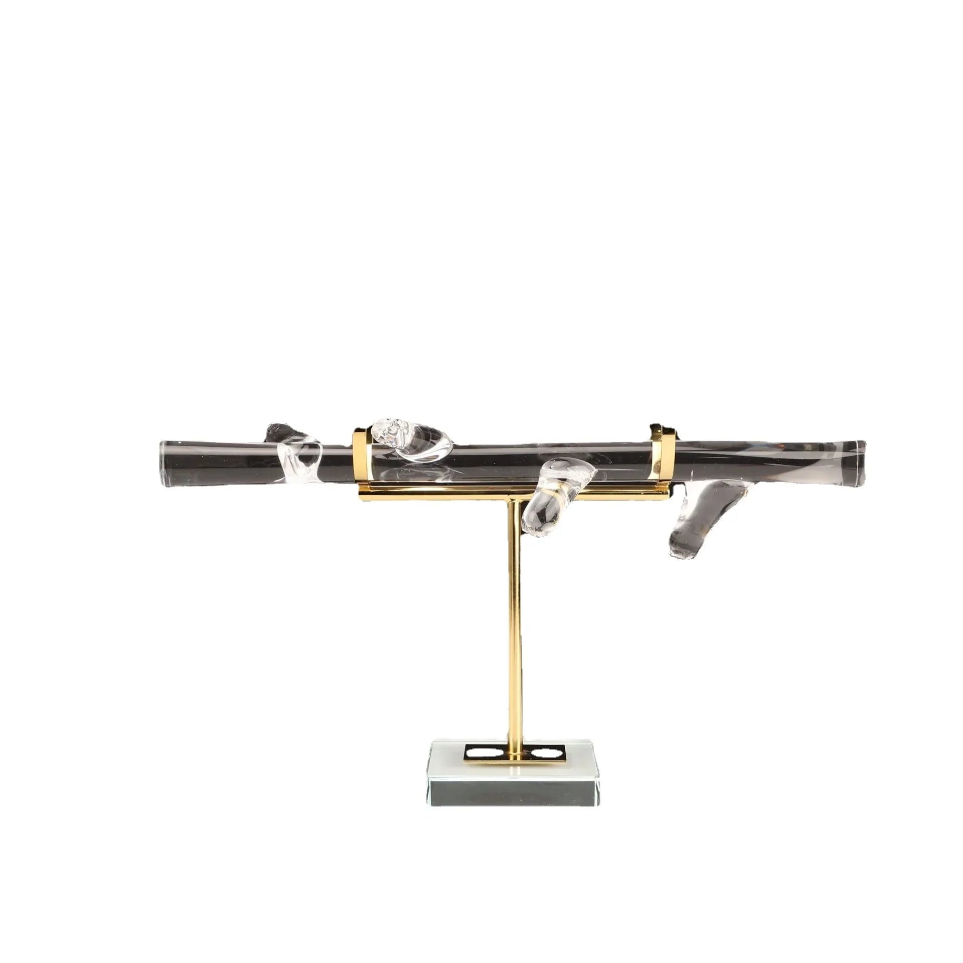 Afralia™ Crystal Pillar Trunk Metal Sculpture Abstract Glass Figurines Artisans Display