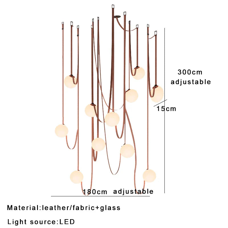 Afralia™ Modern Glass Fabric Ceiling Chandelier - DIY Installation Strip Light Fixture