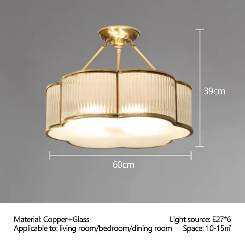 Afralia™ Copper Glass Ceiling Light, LED Foyer Restaurant Living Room Lamp