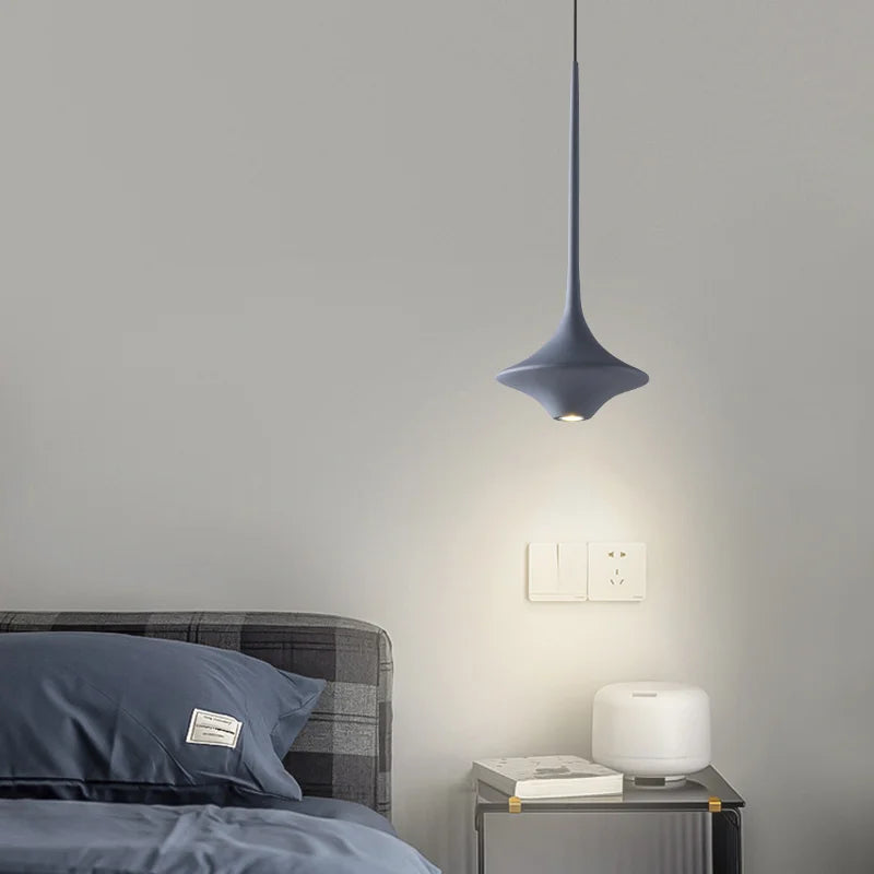 Afralia™ Modern Sleek Bedside LED Lamp Chandelier in White, Black, Blue - Nordic Design