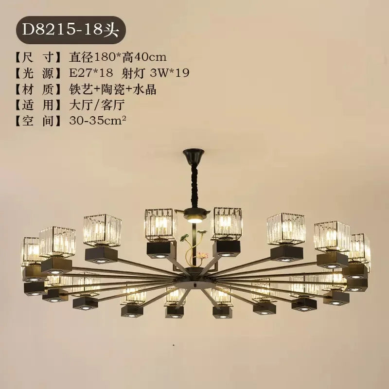 Afralia™ Crystal Dining Room Chandelier with Spotlights for Hotel Club Ballroom
