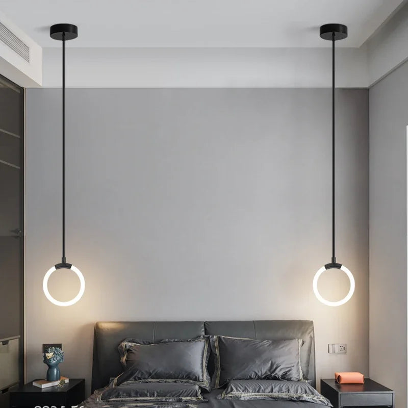 Afralia™ Luxury Nordic LED Pendant Light Chandelier - Black Gold Elegance