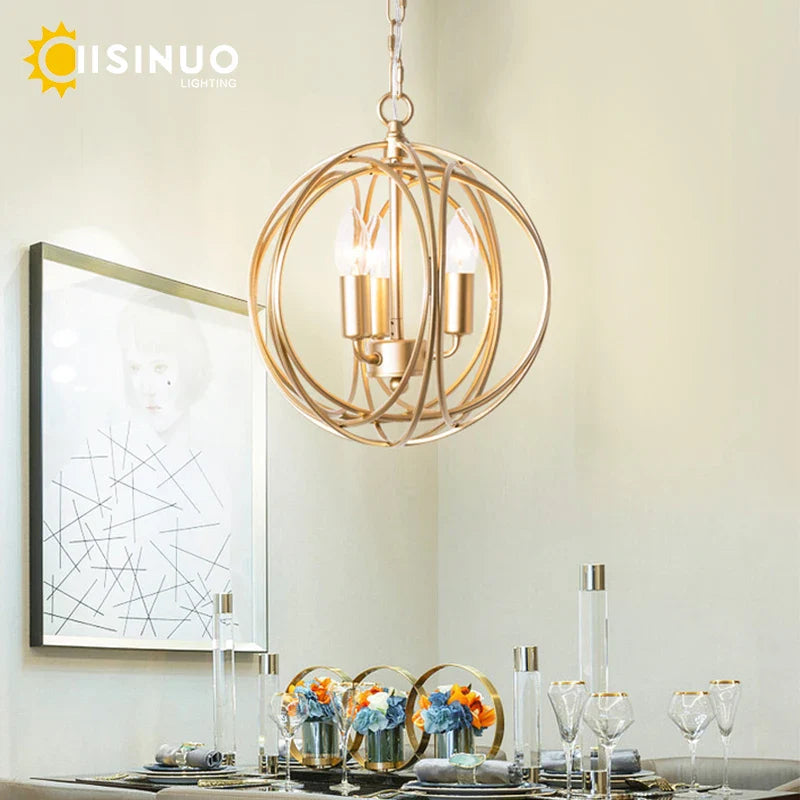 Afralia™ Gold Globe Chandelier Pendant Light for Living Room & Dining Room