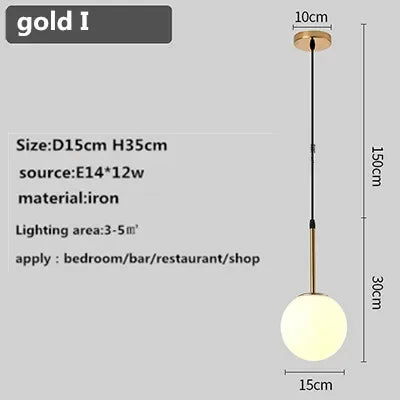 Afralia™ Glass Ball Chandelier Nordic LED Pendant for Restaurant Decor Bedroom Kitchen Dining