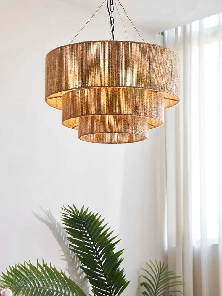 Afralia™ Bohemian Rattan Chandelier: Retro Country Style Pendant Lamps