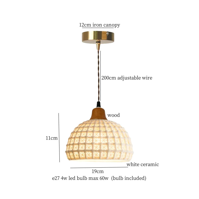 Afralia Beige Cloth LED Pendant Light: Vintage Japanese Style for Kitchen, Dining, and Living Room