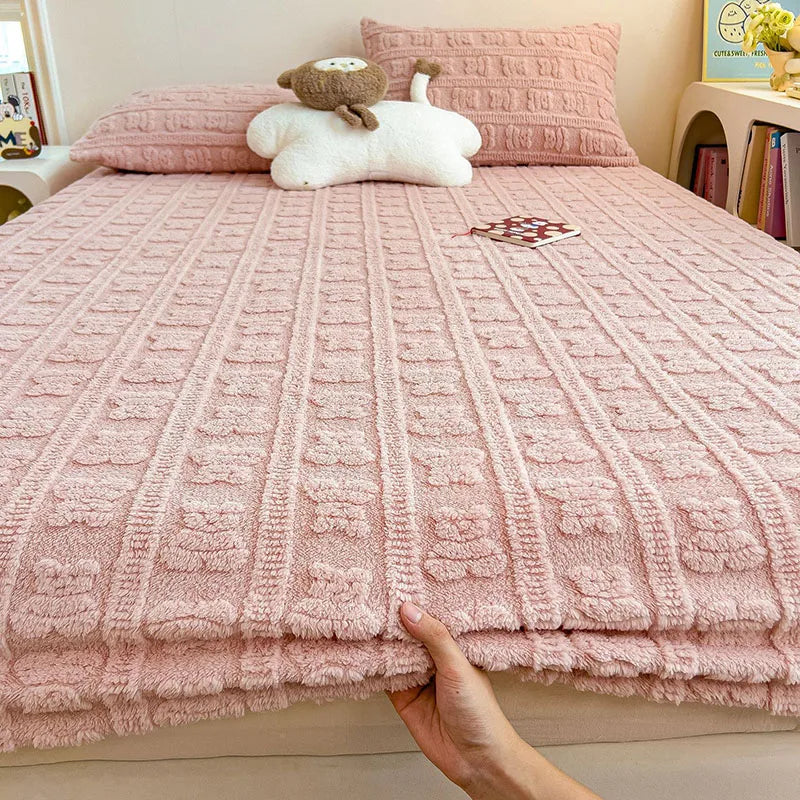 Afralia™ Taffeta Jacquard Bear Fitted Mattress Cover Queen Protector