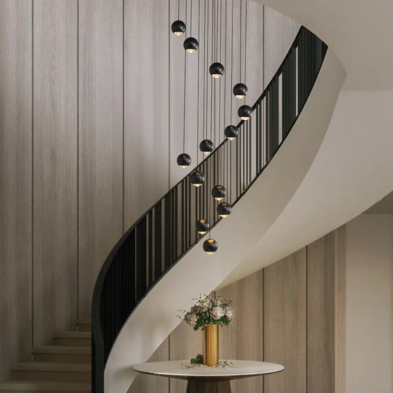 Afralia™ Modern Ball Villa LED Stair Chandelier for Home Decoration Lighting