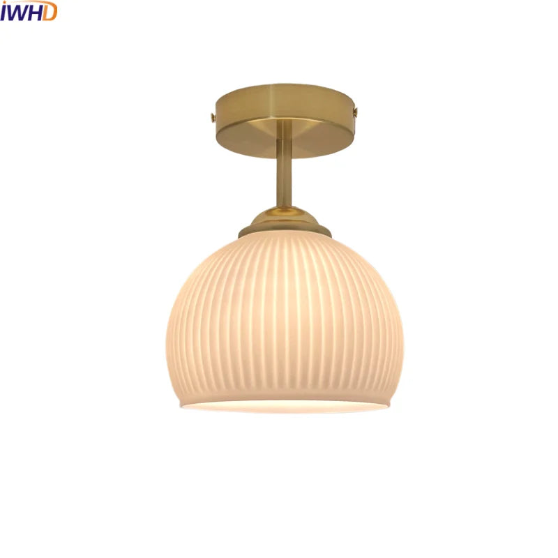Afralia™ Copper Glass LED Ceiling Light for Indoor Balcony Kitchen Porch Decor