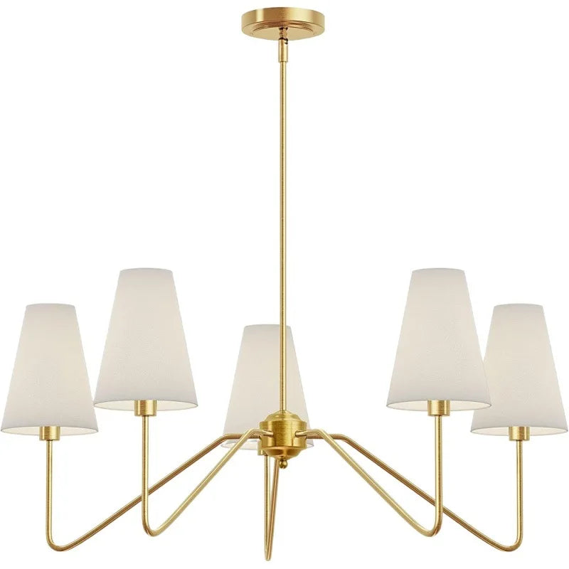 Afralia™ Classic Chandeliers Polished Gold/Black With White Linen Shades