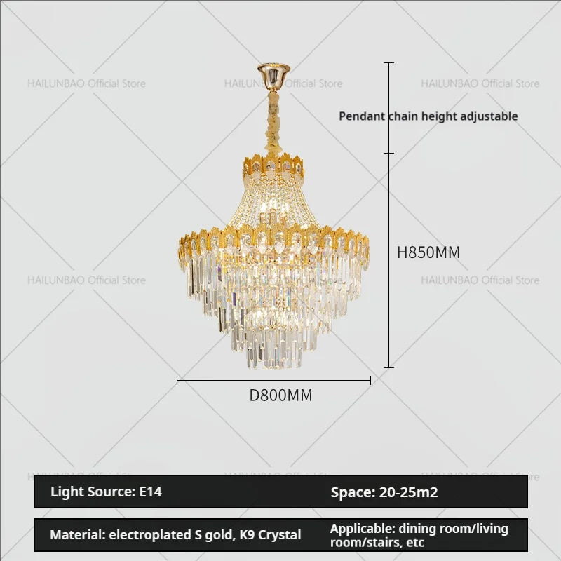 Afralia™ Hollow Crystal Chandelier: High Post Modern Luxury for Duplex Living Room