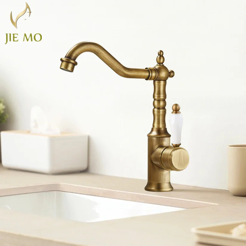 Afralia™ Gold Luxury Kitchen Faucet for Household Sink, Hot and Cold Water Mixer