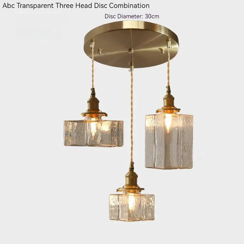 Afralia™ Vintage Brass Glass Pendant Lamp Rustic LED Ceiling Chandeliers
