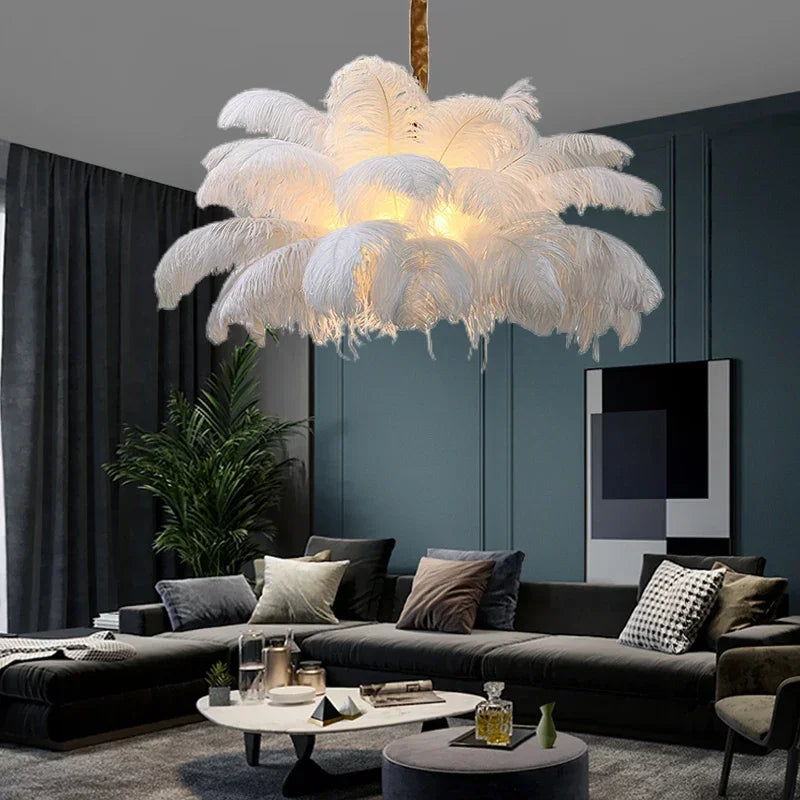 Afralia™ Bohemian Feather Pendant Light - Nordic LED Ceiling Chandelier