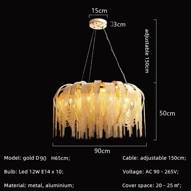 Afralia™ Modern Tassels LED Chandelier for Living Room Dining Bedroom Pendant Lights