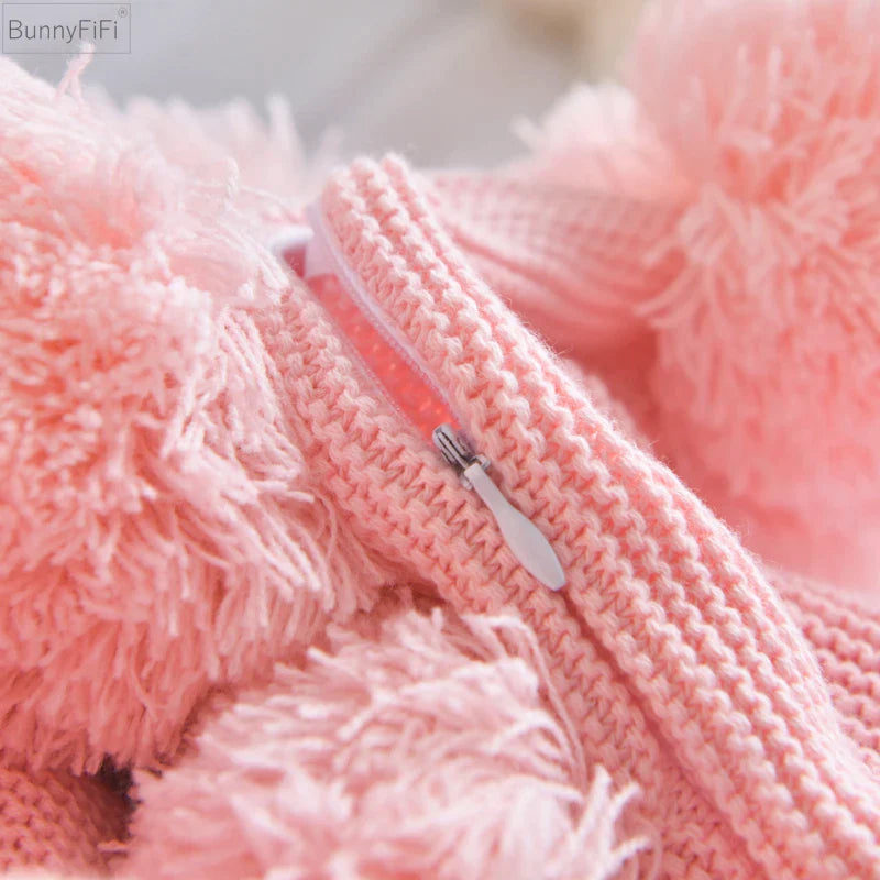 Afralia™ Pompom Knit Cushion Cover Set- Grey, Pink, Green- 45*45cm
