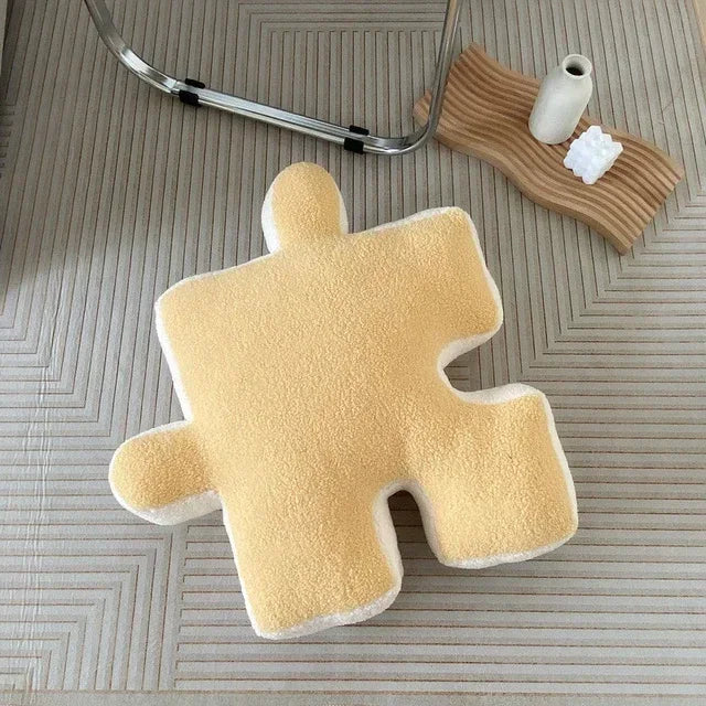 Afralia™ Teddy Velvet Jigsaw Seat Cushion - Plush Home Decor Throw Pillow