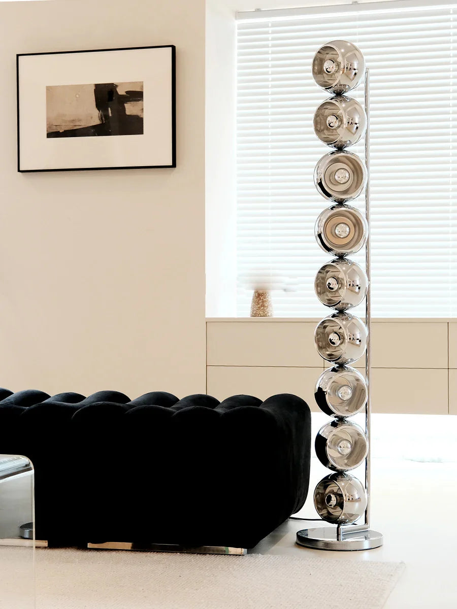 Afralia™ Metal Ball Floor Lamp: Modern Minimalist Black Standing Light for Living Room