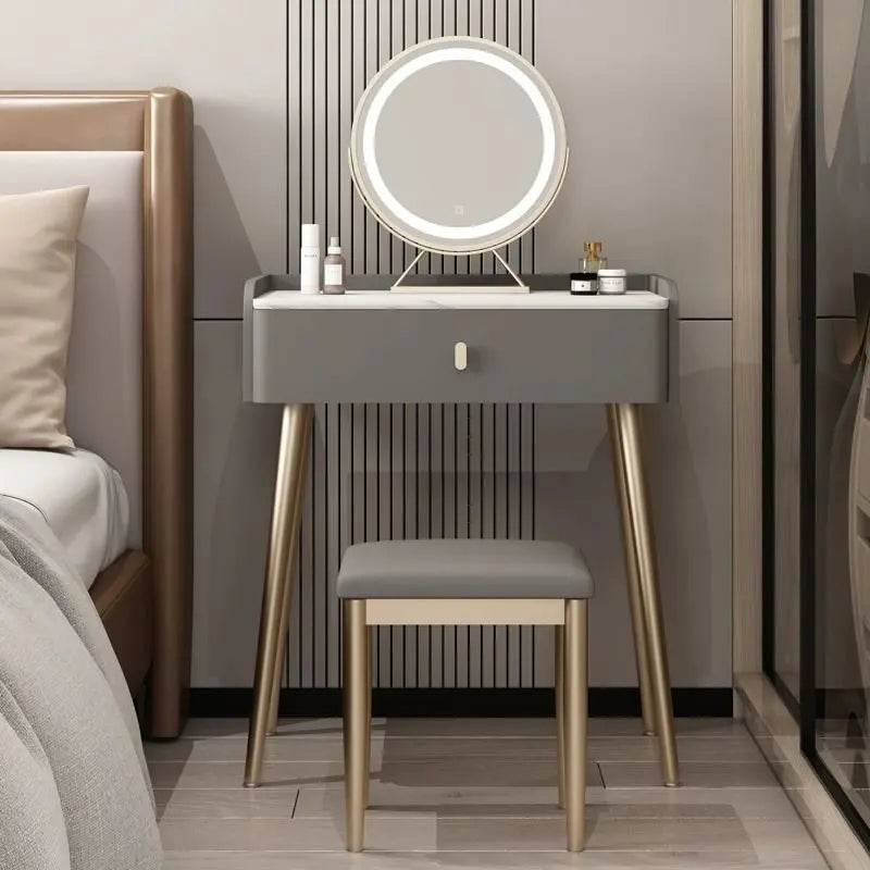 Afralia™ Modern Mirrored Dressing Table Luxury Organizer for Professional Women's Bedroom