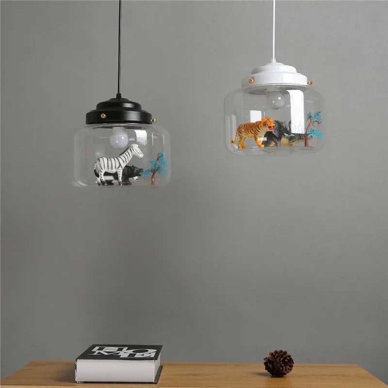 Afralia™ Nordic Cartoon LED Pendant Lights: Cute Animal Design for Kids Room, Bedroom Decor