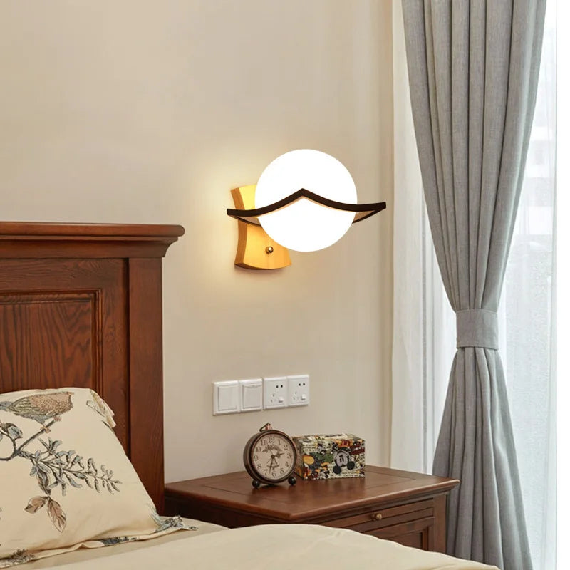 Afralia™ LED Wooden Wall Lamp for Modern Bedroom Decor