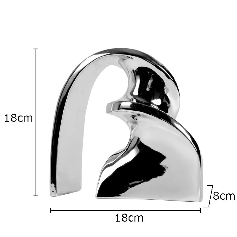 Afralia™ Silver Ribbon Abstract Sculpture Desk Ornament Spiral Twist Artwork Statue Aesthetics