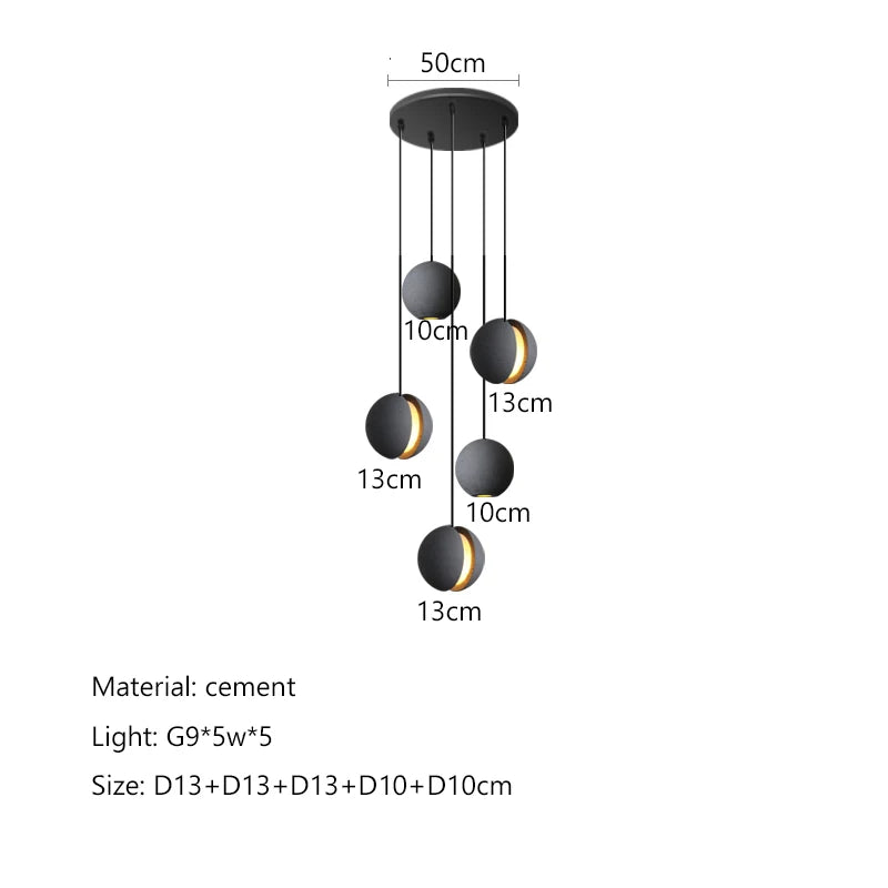 Afralia™ Cement Planet Chandelier Hanging Lamp for Dining Room & Bedroom