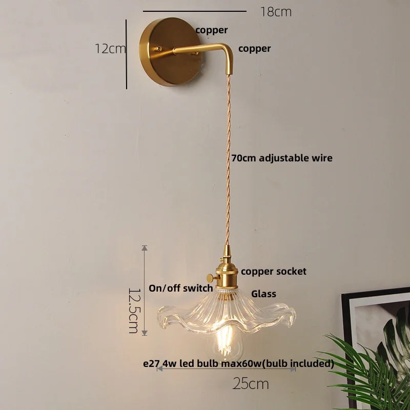 Afralia™ Clear Glass LED Wall Light with Pull Chain Switch for Modern Decor