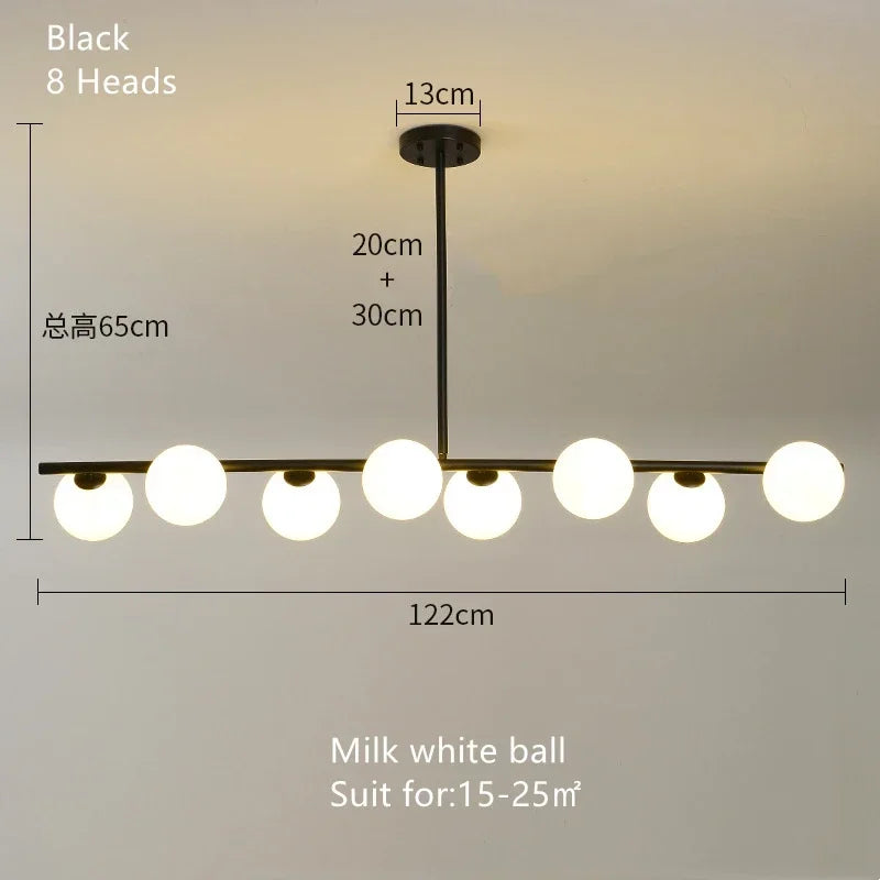 Afralia™ Glass Ball Chandelier - Modern LED Pendant Lamp for Home Decor