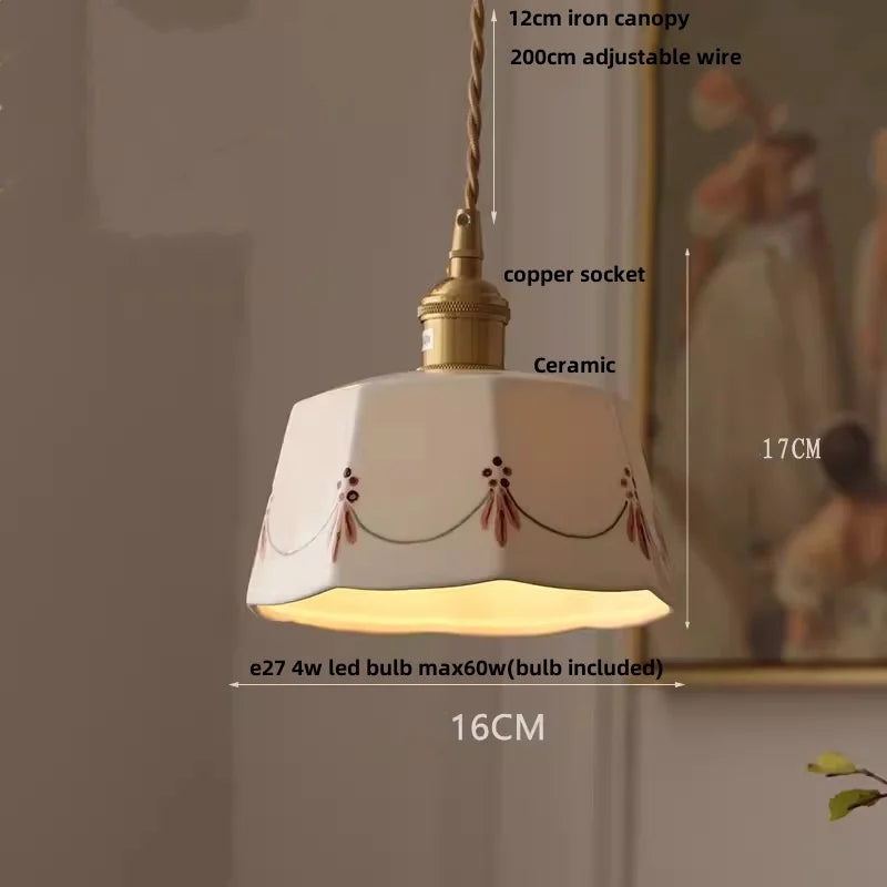 Afralia™ Ceramic Copper LED Pendant Light - Nordic Modern Hang Lamp for Living Room