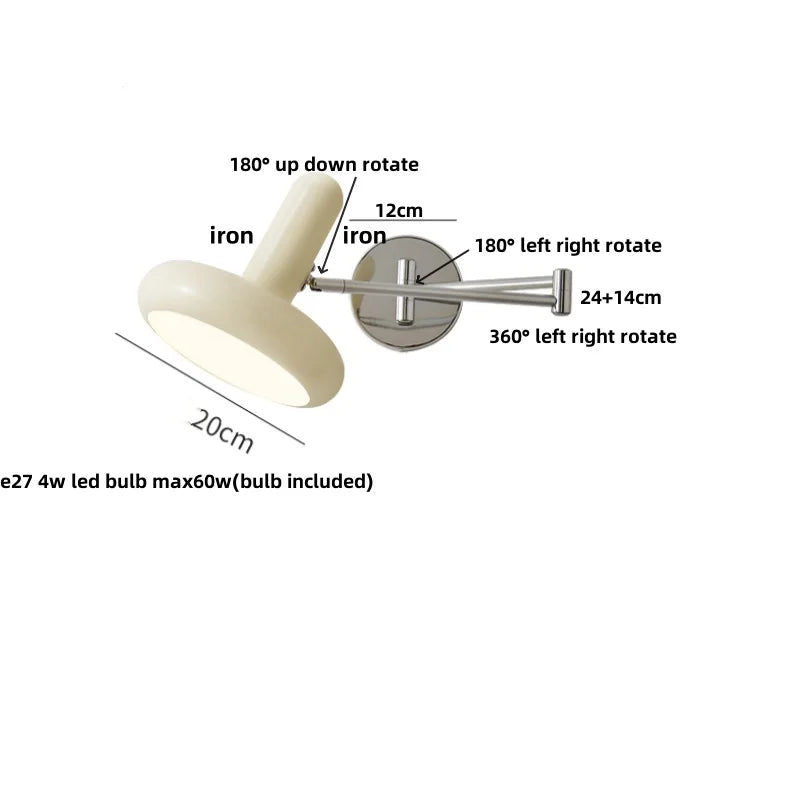 Afralia™ Rotatable Nordic LED Wall Sconce Pull Chain Switch Stair Light - Indoor Restaurant Bedroom Porch