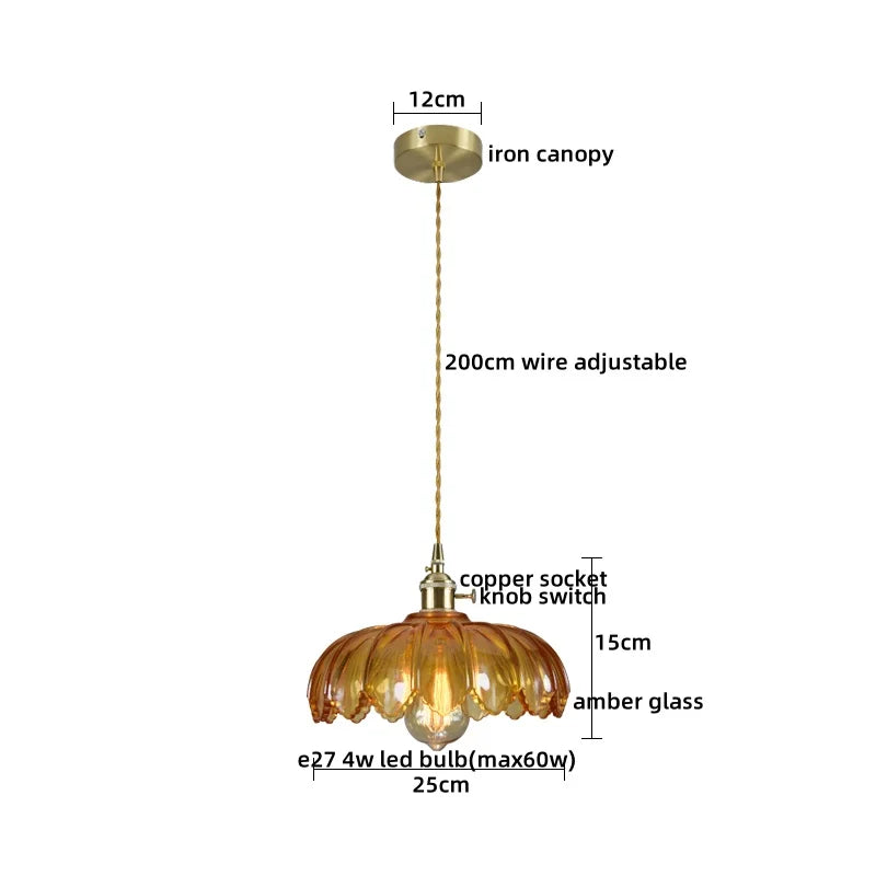 Afralia™ Copper Glass Pendant Light Chandelier for Elegant Home Decor Lighting