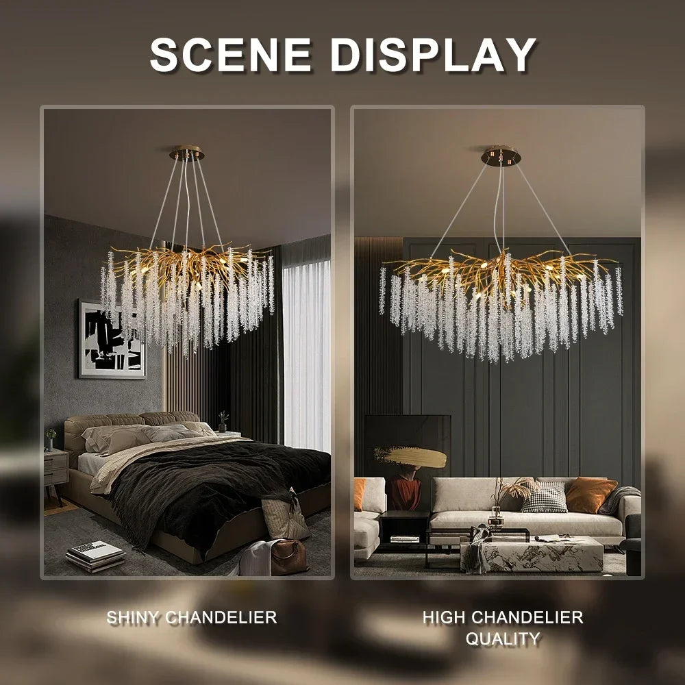 Afralia™ Crystal Ceiling Chandelier for Bedroom and Living Room